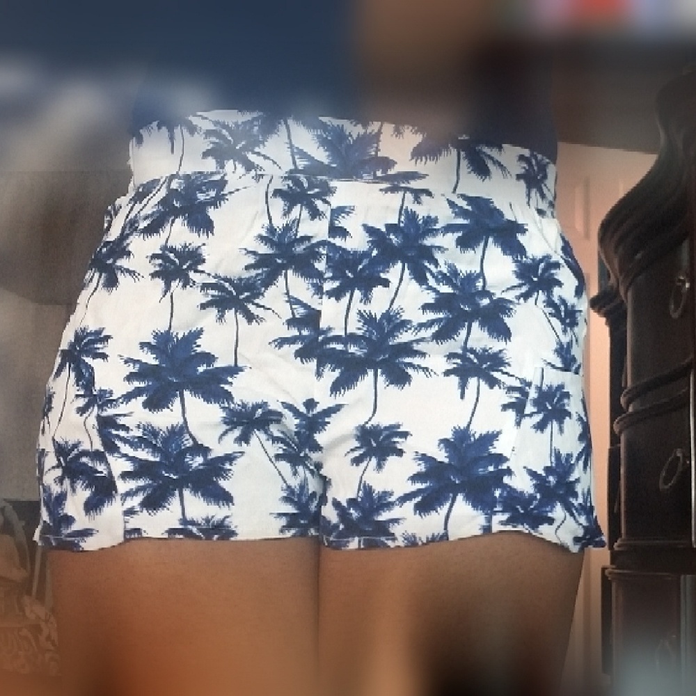 F21 Blue Palm Shorts